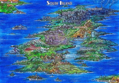 Found this gorgeously illustrated map of South Island. It includes ...