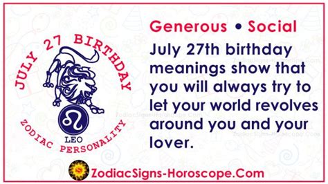 July 27 Zodiac – Full Horoscope Birthday Personality | ZSH | Birthday ...