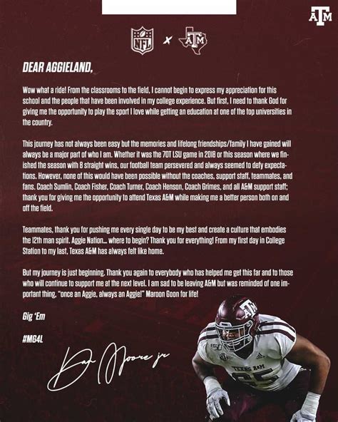 Texas A&M senior lineman Dan Moore Jr. declares for the 2021 NFL Draft