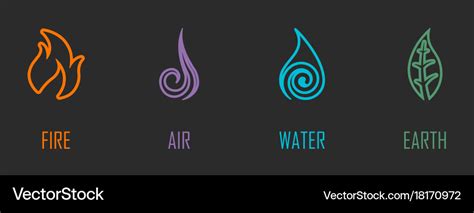 Abstract four elements line symbols Royalty Free Vector