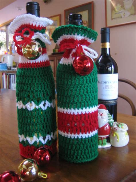 Christmas Crochet Wine Bottle Cover - Amelia's Crochet