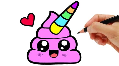 How To Draw Cute Rainbow Unicorn Emoji Poop Step By Step Drawing ...