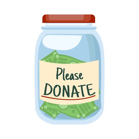 Glass jar with money text Please DONATE 363583 Vector Art at Vecteezy