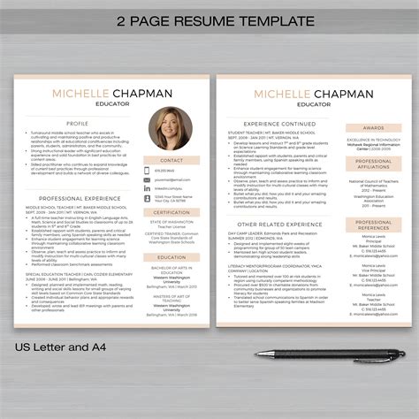 Beautiful 2 Page Resume Templates Free Download Call Center Quality ...