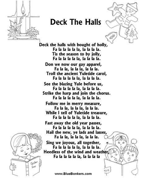 Lyrics Deck The Halls Printable - Printable Word Searches