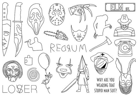 Stencils Horror Tattoo Designs, Ready-to-use, Easy-to-apply, Creepy ...