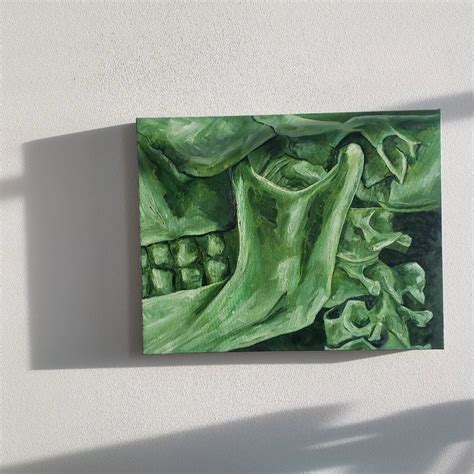 Green Skull Jaw Anatomy Large Original Oil Painting Artwork of Human ...