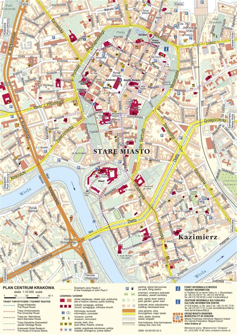 Mapa turístico de Cracovia Polonia | Tourist map, Krakow, Omaha map