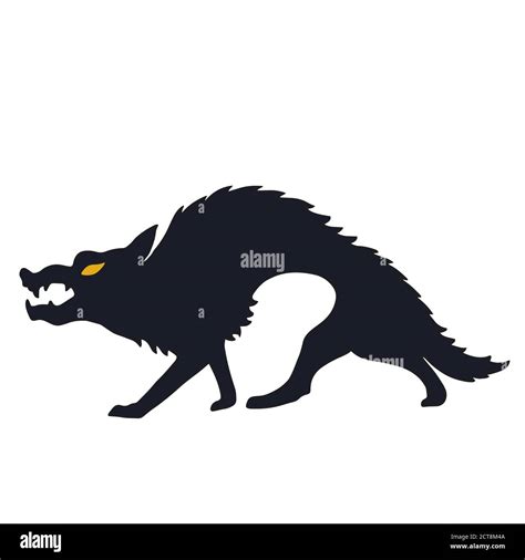 Vector set of halloweens silhouette wolf, werewolf. Spooky illustration ...