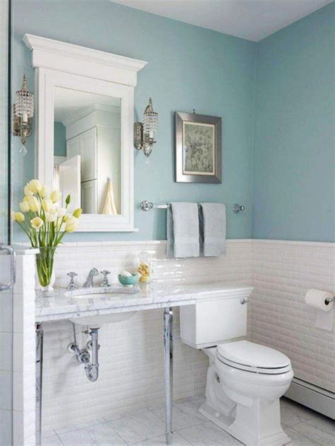 Blue Bathroom Paint Color Ideas #BlueBathrooms Blue White Bathroom Tile ...