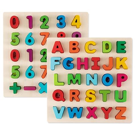 Toy To Enjoy Alphabet Puzzles - Wooden Upper Case Letter and Number ...