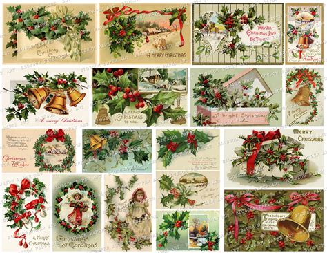 Holly Graphics Christmas Holly Cards Vintage Christmas - Etsy