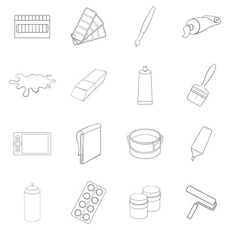 Painter tools icon set outline 8987285 Vector Art at Vecteezy