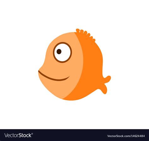 Orange ocean fish cartoon Royalty Free Vector Image