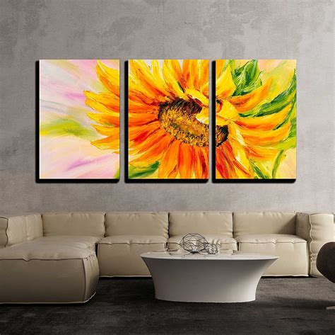 Free 2-day shipping. Buy wall26 - 3 Piece Canvas Wall Art - Sunflower ...