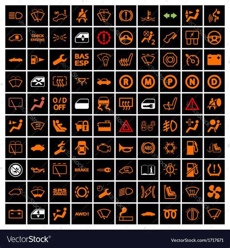 Car dashboard icons Royalty Free Vector Image - VectorStock