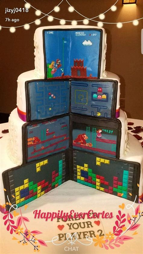 Our opened video game themed wedding cake ️ Themed Wedding Cakes, Game ...