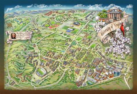 UVA Campus Illustrated Map - Illustrated Maps by Rabinky Art, LLC