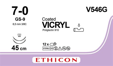 Vicryl suture 7-0, V546G, 2xGS-9 needles, 45 cm purple - Suture Online