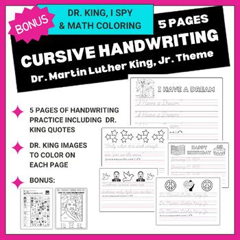 Cursive Handwriting Practice Pages, Martin Luther King, Jr. Activity ...