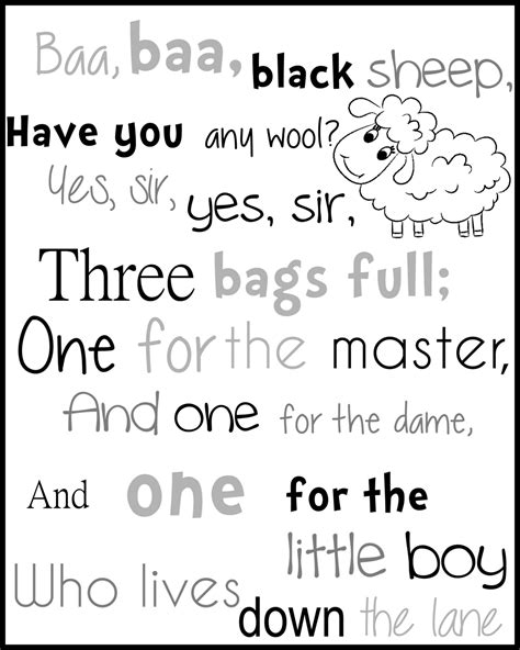 Printable Nursery Rhyme Baa Baa Black Sheep | Felt