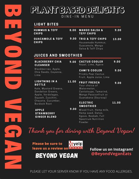 Cafe Menu — Beyond Vegan Lifestyle