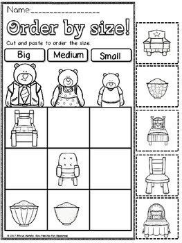 Goldilocks And The Three Bears Worksheets For Kindergarten