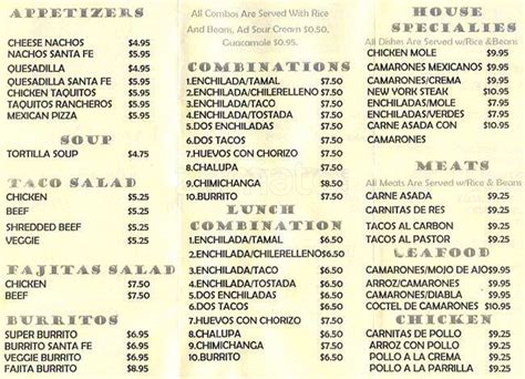 Santa Fe Mexican Grill Menu, Menu for Santa Fe Mexican Grill, Tacoma ...