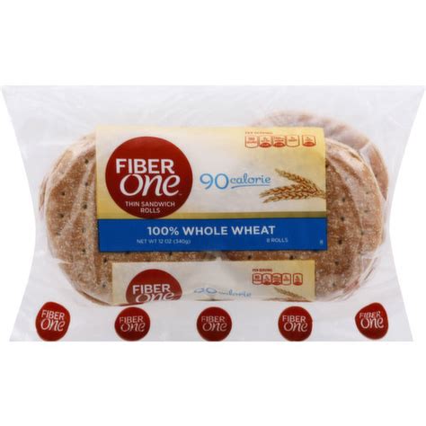 Fiber One Sandwich Rolls, 100% Whole Wheat, Thin