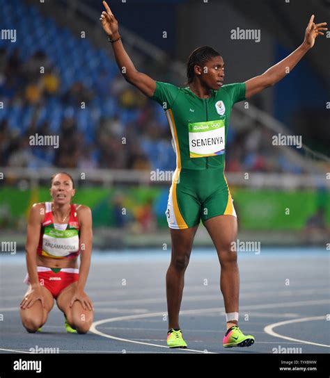 Caster Semenya of South Africa celebrates after winning gold in the ...