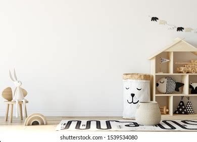 Kids Wall Mock Kids Interior Scandinavian Stock Illustration 1539534080 ...