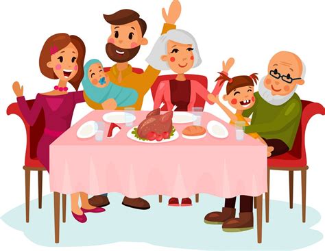 family on thanksgiving dinner - Clipart World