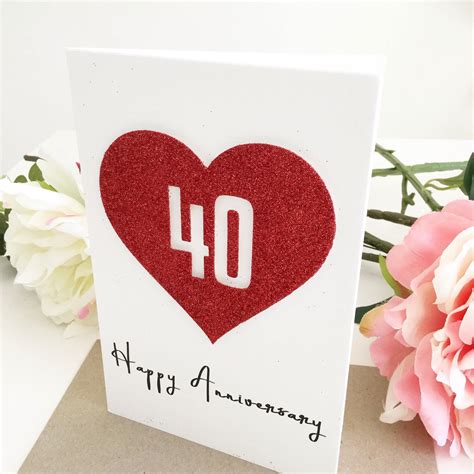 40th Anniversary 40th Wedding Anniversary Card Ruby Wedding | Etsy