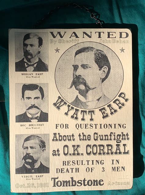 Wyatt Earp and the Gunfight at O.K. Corral HANDMADE Hanging | Etsy