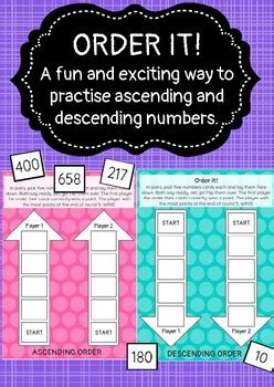 Ascending and Descending Order Game (GRADES K to 5) | TPT