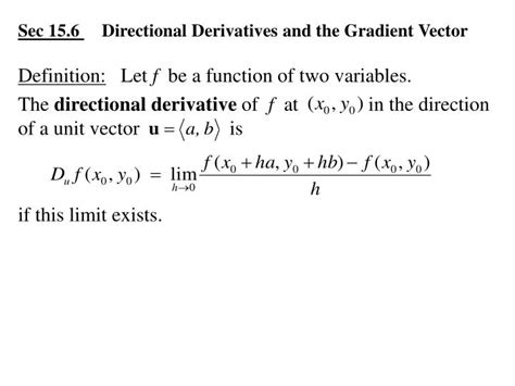 PPT - Sec 15.6 Directional Derivatives and the Gradient Vector ...