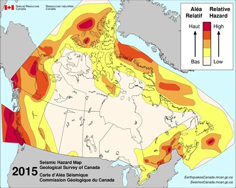 Simplified seismic hazard map for Canada, the provinces and territories