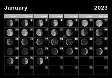 Ciclos Lunares De Luna De Enero De 2023 Stock de ilustración ...