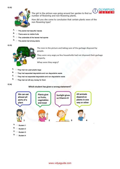 Class 3 NSO Worksheet 01 | Science worksheets, Math work, Math olympiad