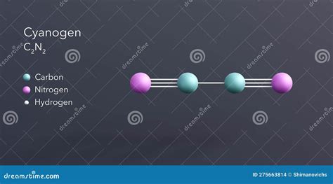 Cyanogen Molecule 3d Rendering, Flat Molecular Structure with Chemical ...