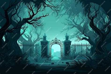 Premium Photo | Background mystical forest illustration cartoon style ...