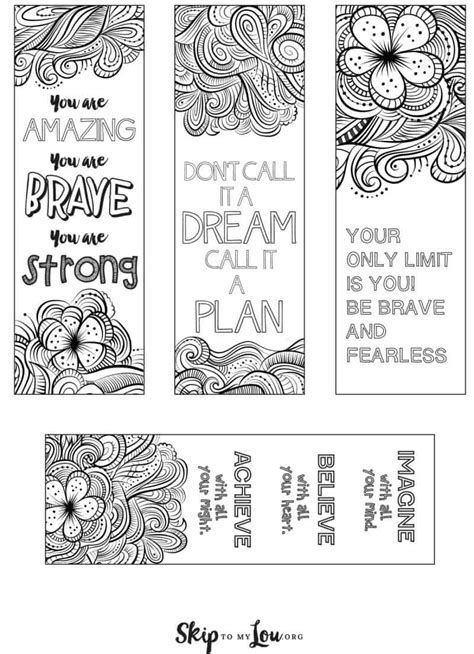 Coloring Bookmarks with Quotes | Skip To My Lou