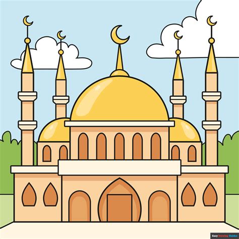 How to Draw a Mosque - Really Easy Drawing Tutorial