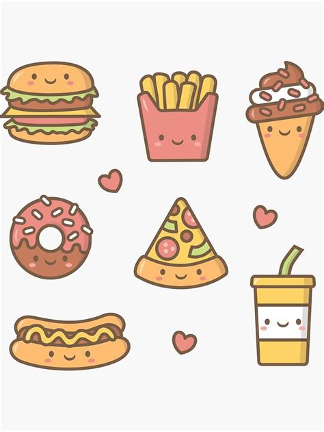 Kawaii Love Junk Food Doodles Sticker by rustydoodle | Nhật ký nghệ ...