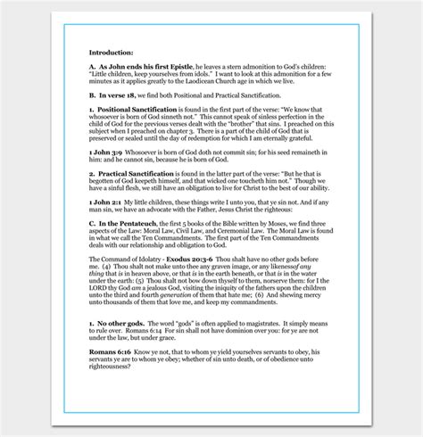 Sermon Outline Template - 12+ For Word and PDF Format