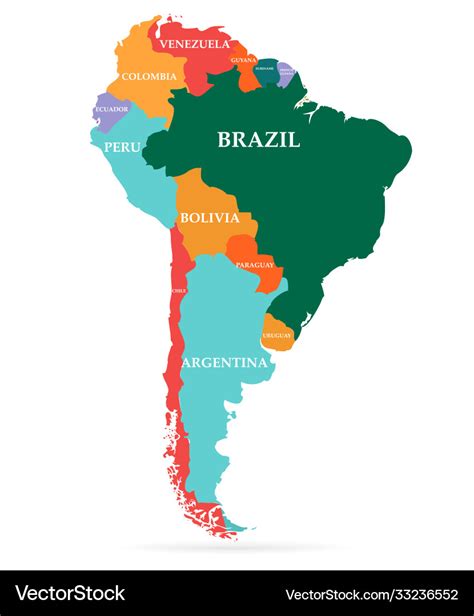 Colorful map south america continent Royalty Free Vector