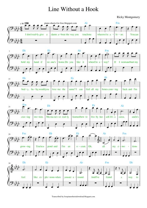 Line Without Hook piano sheet Ricky Montgomery in 2021 | Easy piano ...