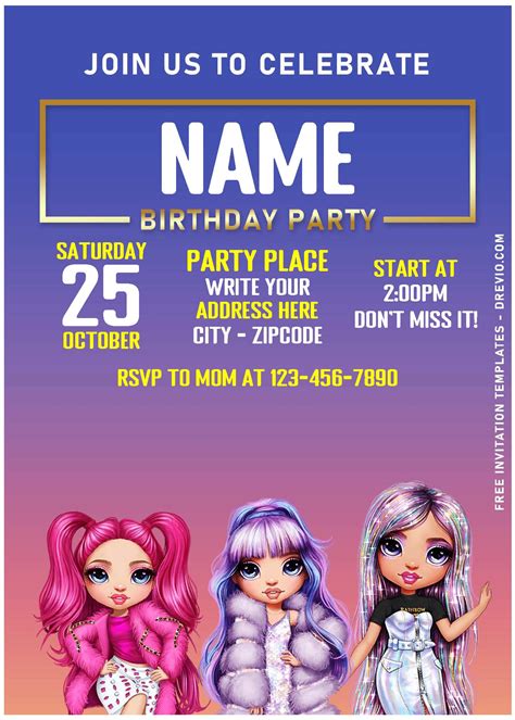 Free Editable PDF – Rainbow High Birthday Invitation Templates ...