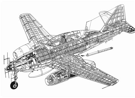 Messerschmitt Me 262 Cutaway Drawing in High quality