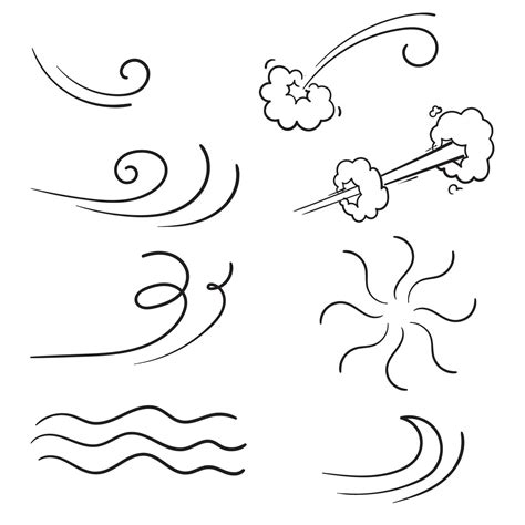 hand drawn Wind with Black Thin Line Icon doodle collection Include of ...